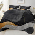 Grey Duvet Cover Set Queen Size - Minimalism Lines Abstraction Printed