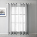 Grey Semi Sheer Curtains 63 inch Length 2 Panels Set, Solid Color