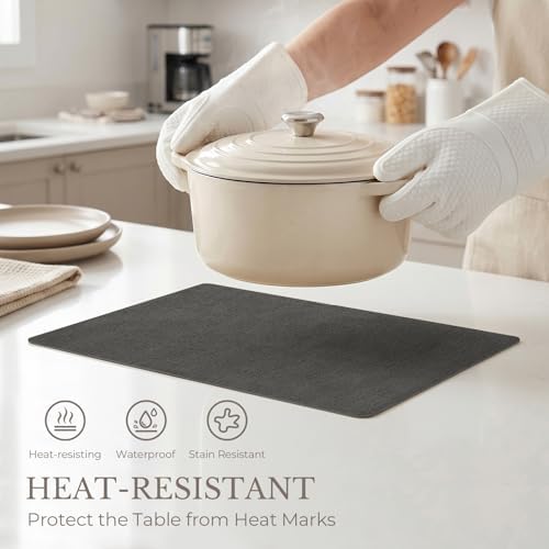 Romanstile Faux Leather Vinyl Placemats Set of 6, Charcoal