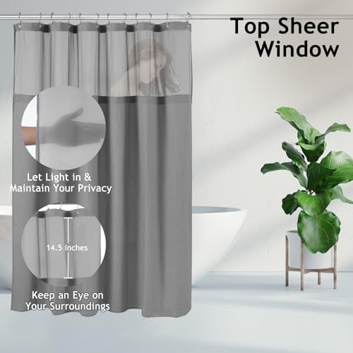 3-in-1 Shower Curtain Set, 72" x 72" Waffle Texture Shower Curtain