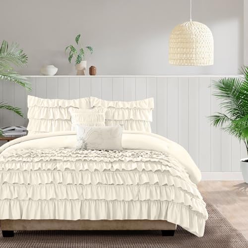 3-Piece Waterfall Ruffle Duvet Cover Set – 550 TC Egyptian Cotton