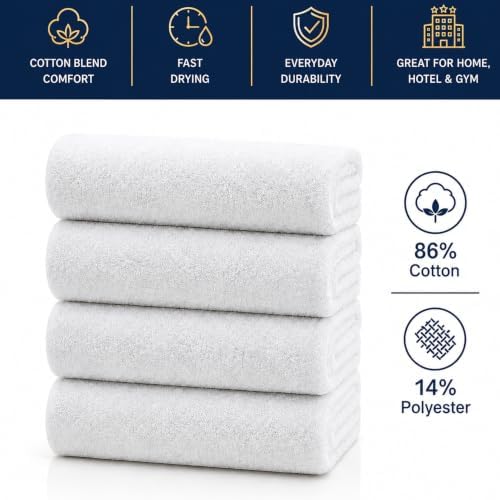 EcoLaire Washcloths Set of 60 (12x12 inches) White Premium Cotton