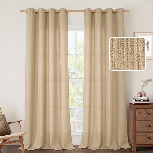 LAMIT Natural Tan Linen Curtains 95 Inches Long for Living Room 2