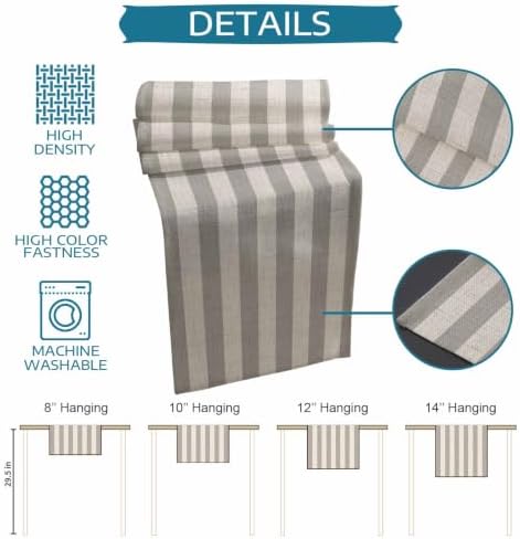 Gray Beige Striped Table Runners 90 Inches Long, Modern Burlap Texture