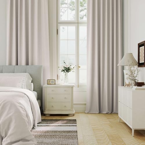 H.VERSAILTEX Oatmeal Blackout Curtains 96 Inch Long 2 Panels, Pumice