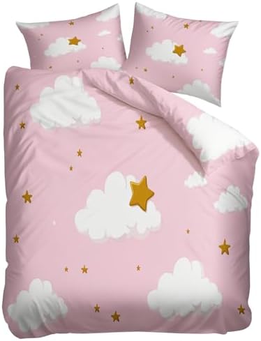 King Duvet Cover Set Minimalist Star and Cloud Pattern Soft Microfiber