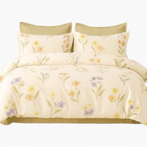 Queen Duvet Cover Set 3 Pieces 100% Cotton Garden Style Bedding Set 1