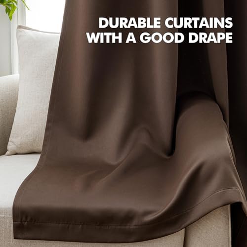 MIULEE Chocolate Brown Blackout Bedroom Curtains Drape 72 Inch Long