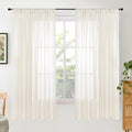 BGment Ivory Linen Curtains 63 Inches Long for Living Room - Semi