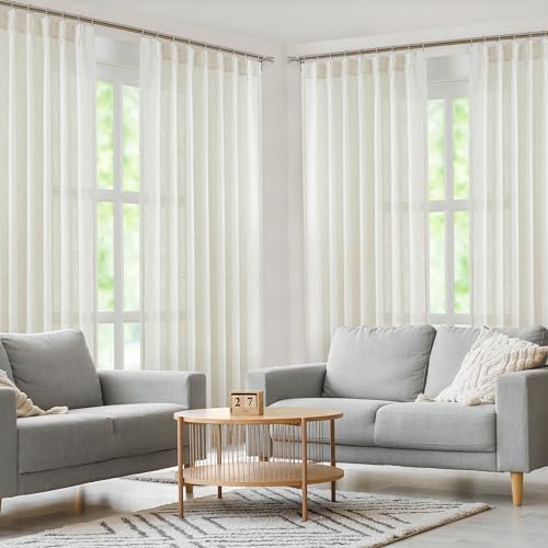 WEST LAKE Bailey Linen Pinch Pleat Light Filtering Curtains 84 Inches