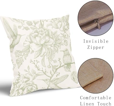 Chinoiserie Green White Floral Pillow Covers 22X22 Inch French Country