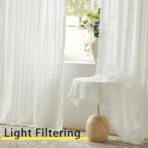 PRIMROSE Light Filtering Sheer Curtains for Living Room 96 Inches