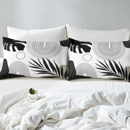 Erosebridal Boho Black White Queen Bedding Set, Mid Century Abstract