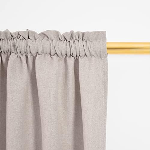 Beige Curtains Linen Textured Kitchen Window 84 inches Long Privacy