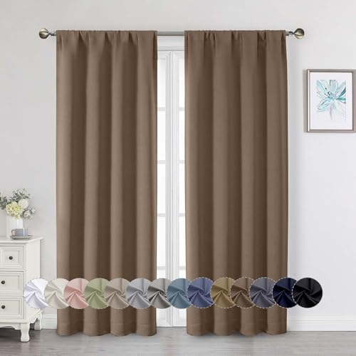 Brown Blackout Curtains for Bedroom Living Room 72 Inches Long 2