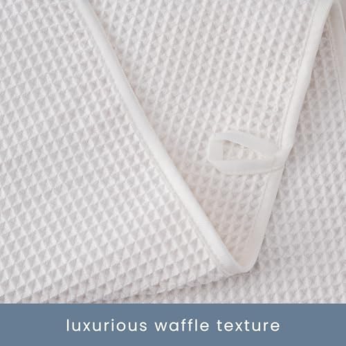 S&T INC. Aura Waffle Hand Towels, 4 Pack, 16" x 30", White