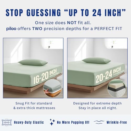 Extra Deep Pocket Fitted Sheet Only - Fits Extra Thick Beds & Toppers