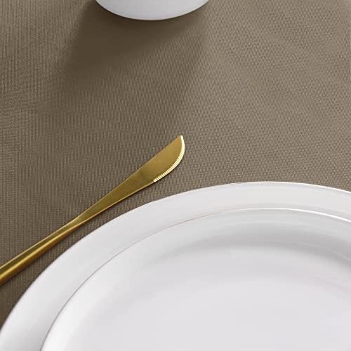 sancua Taupe Round Tablecloth 60 Inch Diameter for 20-48 Inch Tables