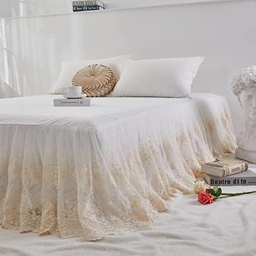 Brandream 4PC Beige Quilt Set Queen King Size Cotton Luxury Farmhouse