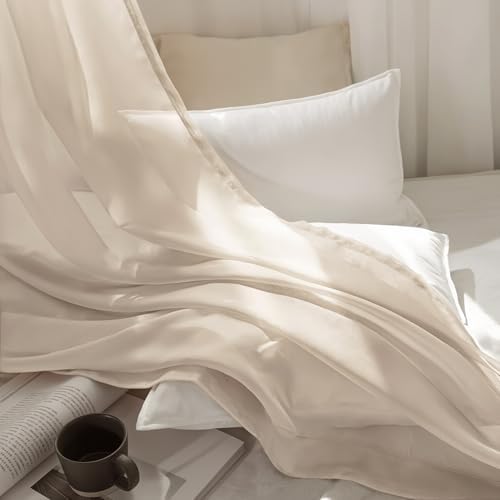 MIULEE Solid Color Sheer Curtains 84 Inches Long 2 Panels Set
