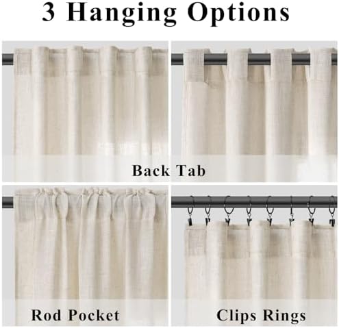 Light Beige Extra Long Linen Curtains 144 Inches Long for Living Room