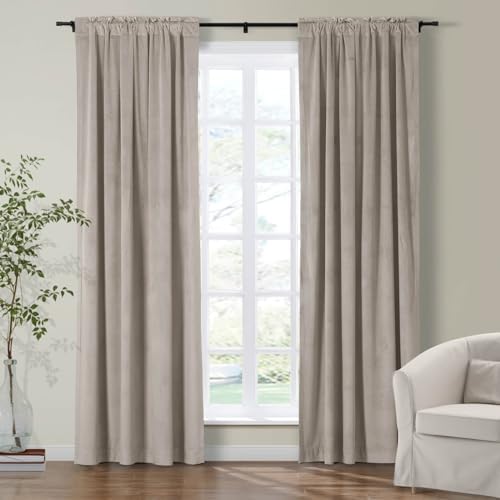 Drapifytex Extra Long 120 Inches Back Tab Gray Beige by 52 Inches Wide