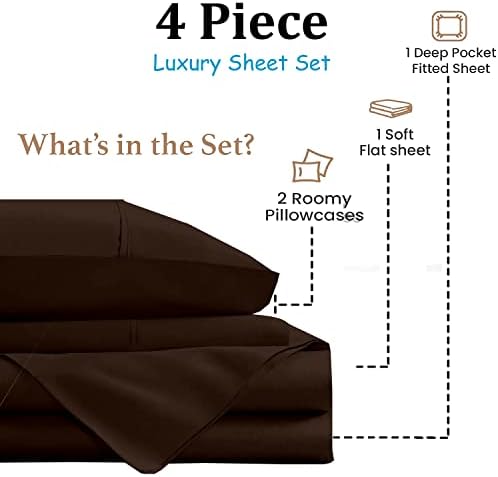 Cottington Lane King Size Sheet Set, 100% Cotton Cooling Sheets Fits