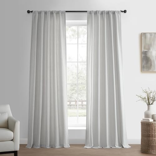 HPD Half Price Drapes Basic Faux Linen Curtains - 108 Inch Long Pair