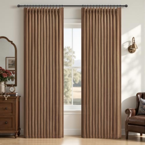 Rust Brown Curtains 84 Inches Long Pinch Pleat Blackout for