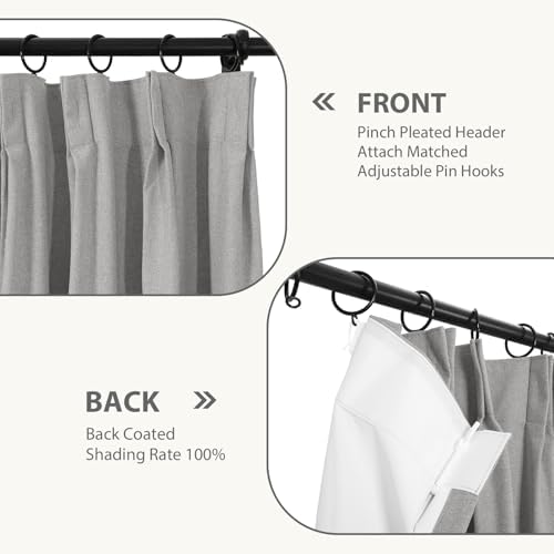 Drapifytex Light Grey Coated Thermal Insulated Drapes Pinch Pleated