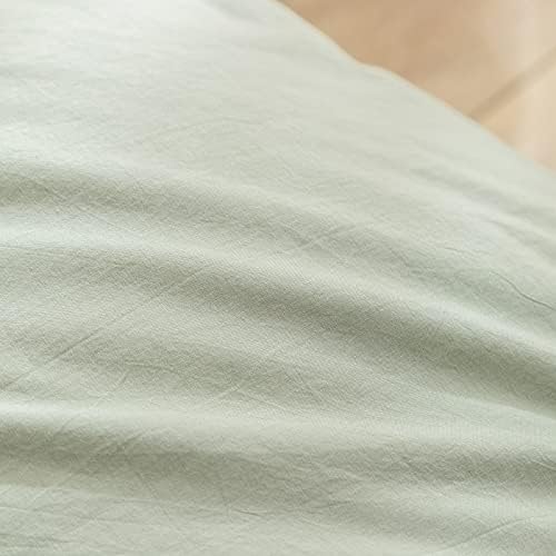BESTOUCH Cotton Solid Duvet Cover Set Linen Feel Sage Green California