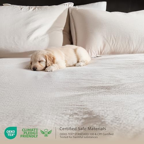 WDCOZY Beige Full Size Jacquard Duvet Cover Set with Zipper Closure