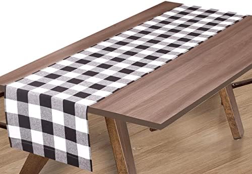 GFI LINEN CLUBS 100% Cotton Buffalo Check Table Runner - 90 Inch