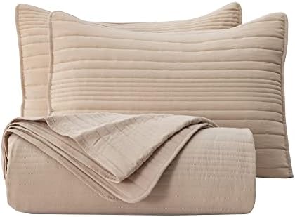 Market & Place Quilt Set Twin Size Taupe | Lightweight Ultra Soft