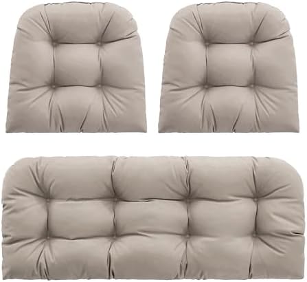 Outdoor Wicker Chair Cushions Set of 3, Waterproof Wicker Cushion for