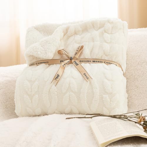 PHF Fluffy Sherpa Blanket King Size for Winter, Warm and Soft, 510GSM
