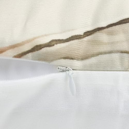 Bonhause Brown Gold Marble Texture Throw Pillow Covers 20x20 Inch Set