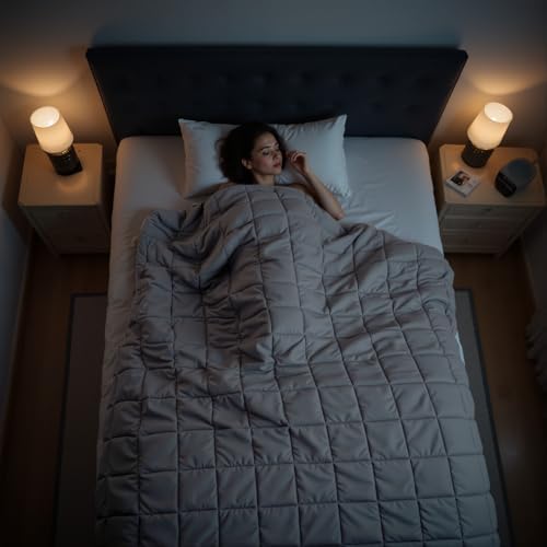 Gkyet Weighted Blanket for Adults(48" x 72",15lbs,Grey) Queen Size