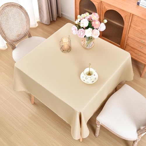 eeivs Square Tablecloth Beige Table Cloth 52x52 Inch Dining Table