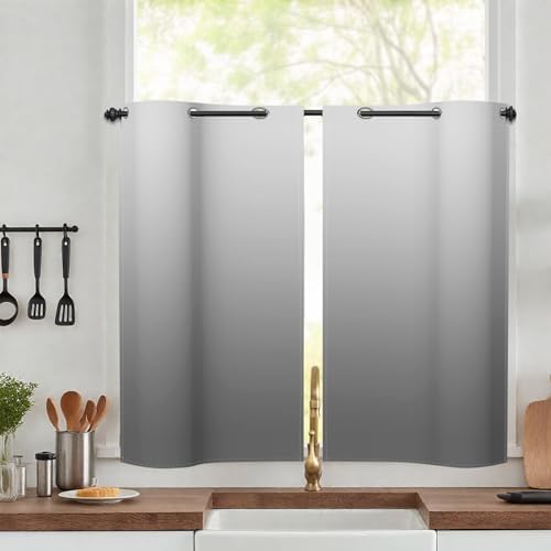 Ombre Gray Blackout Curtains for Bedroom Living Room Light Gray