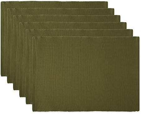 DII 100% Five-Ply Cotton Ribbed Texture Placemats, Set, 13x19 inch