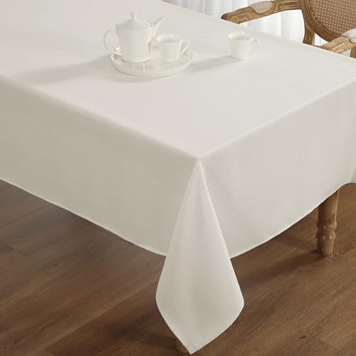 Laura Ashley Esme Decorative Tablecloth, 60" x 102", Ivory