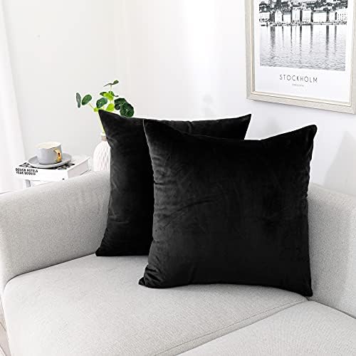 NiNi ALL 4 Pack Black Throw Pillow Covers 18x18 Inch, Luxury Set of 2