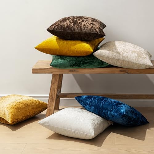 MIULEE Fall Velvet Throw Pillow Cover Brown 20x20 inch Set of 2