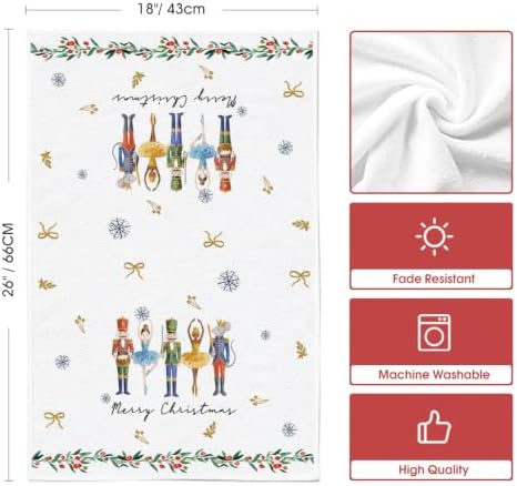 Artoid Mode Nutcrackers Merry Christmas Kitchen Towels Set of 4 18x26