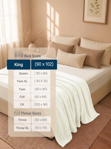 Utopia Bedding Ultra Soft Fleece Bed Blanket King Size Ivory
