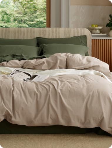 Bedsure PureWoven 100% Washed Cotton Duvet Cover Only, King, Frosted