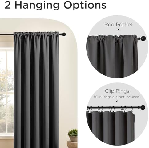 CUCRAF Blackout Curtains 63 inches Long 2 Panels Set for Bedroom