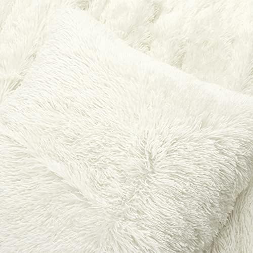 Lush Decor Emma Faux Fur Comforter King Size 3 Piece Set Ivory - Cream
