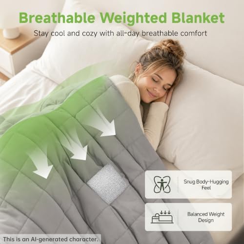 17 lbs Weighted Blanket 60"x80" Queen Size for Adults, Light Gray
